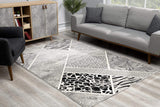 8' X 11' Grey Geometric Power Loom Stain Resistant Area Rug - Homeroots - Flyclothing LLC