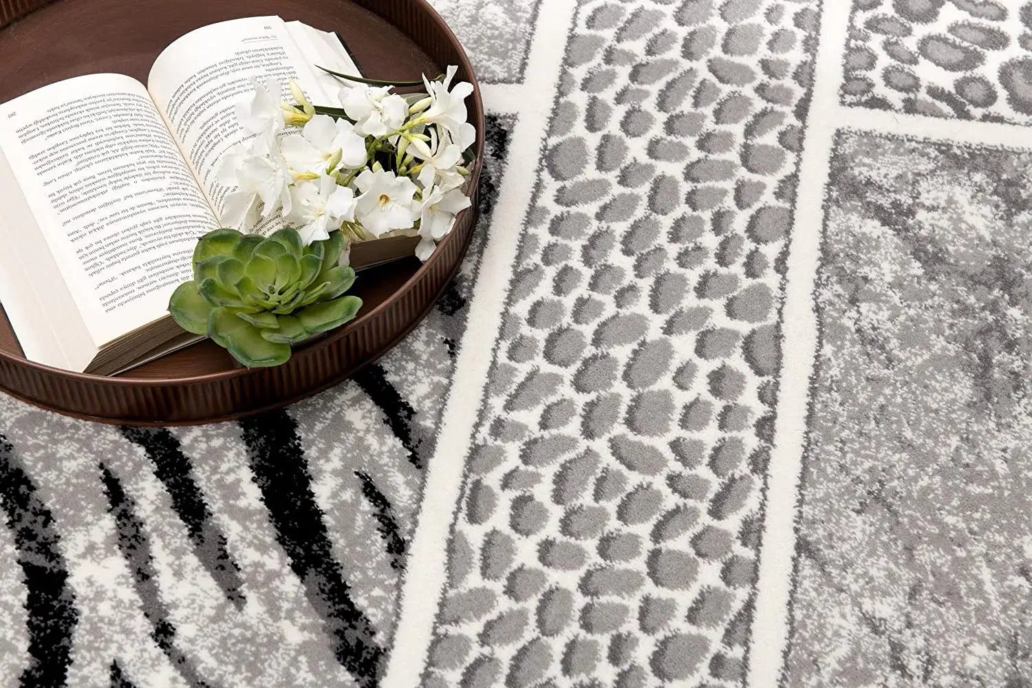 8' X 11' Grey Geometric Power Loom Stain Resistant Area Rug - Homeroots - Flyclothing LLC