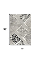 8' X 11' Grey Geometric Power Loom Stain Resistant Area Rug - Homeroots - Flyclothing LLC