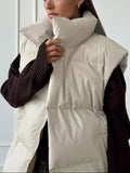 Zip Up Turtleneck Vest Coat - Trendsi