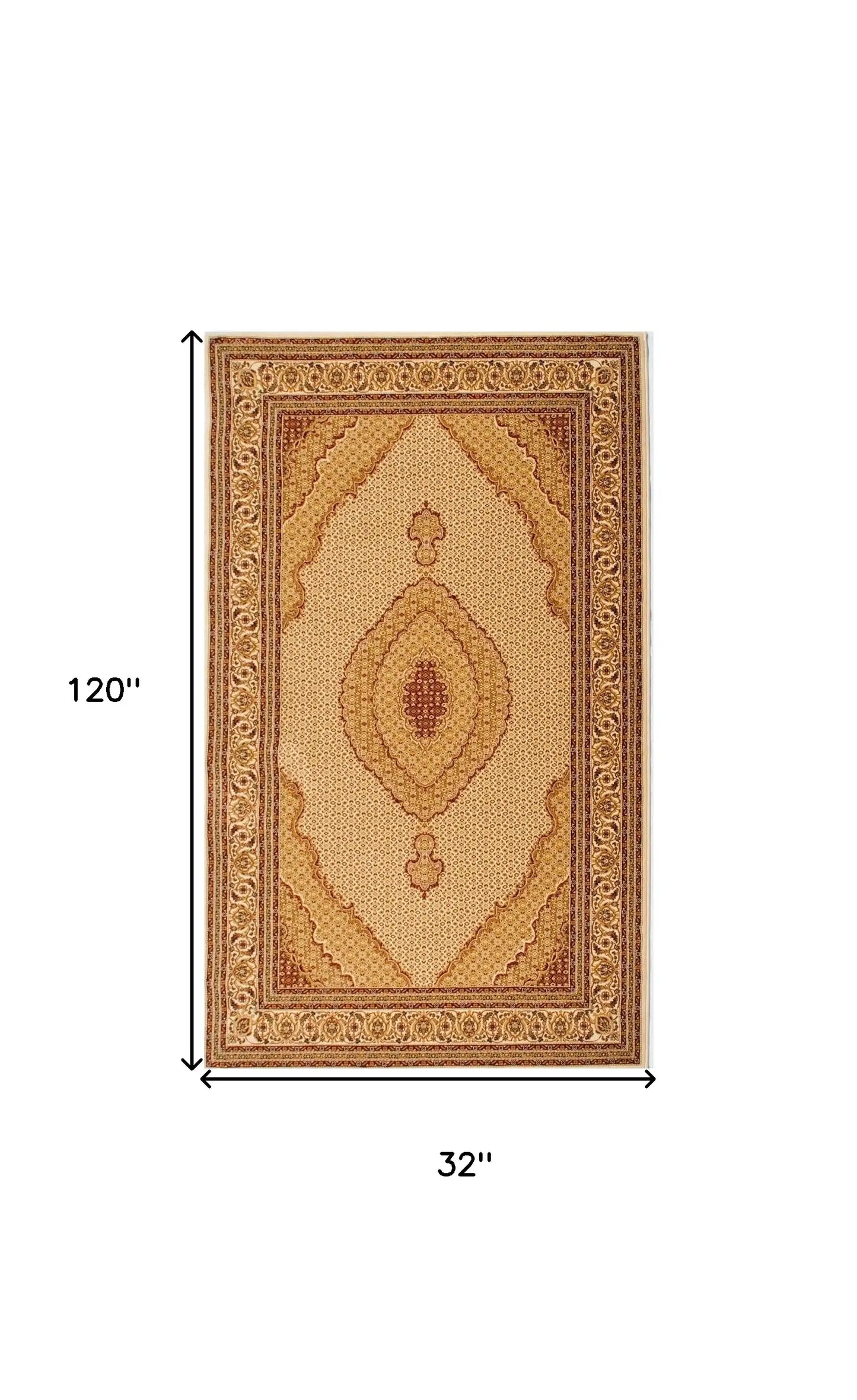 10' Runner Beige and Ivory Oriental Power Loom Runner Rug - Homeroots - Flyclothing LLC