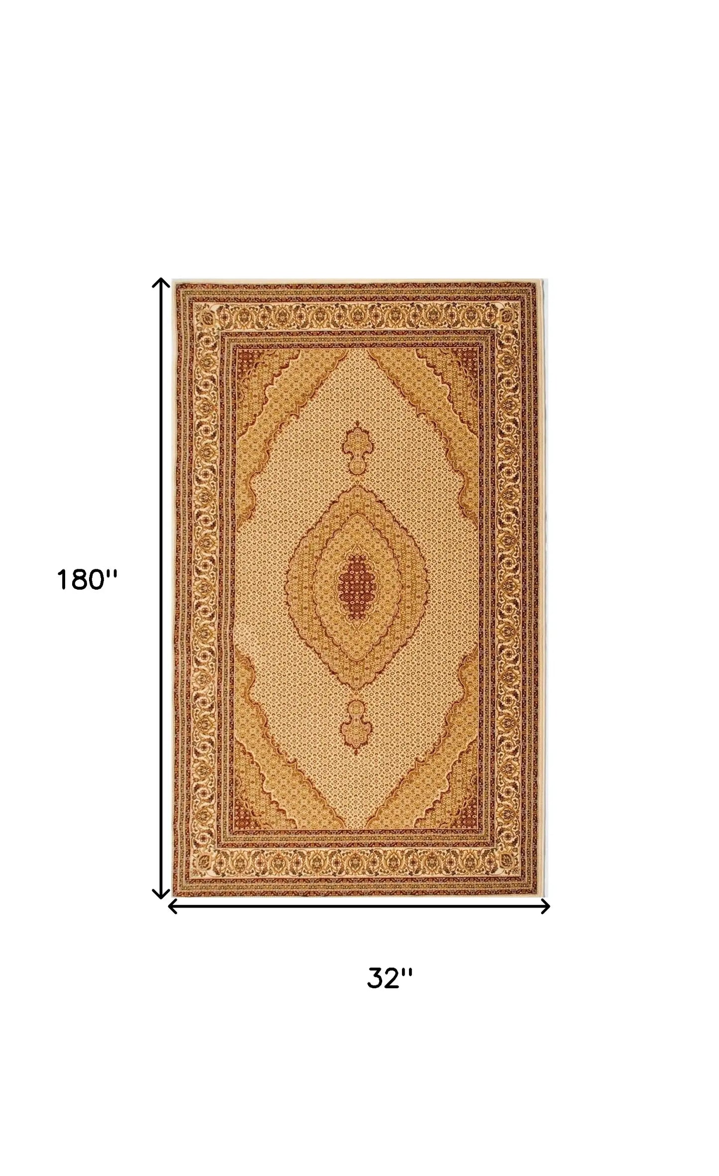 15' Runner Beige and Ivory Oriental Power Loom Runner Rug - Homeroots - Flyclothing LLC