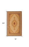 20' Runner Beige and Ivory Oriental Power Loom Runner Rug