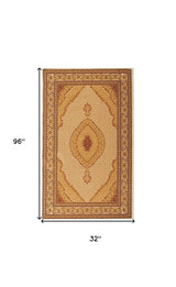 8' Runner Beige and Ivory Oriental Power Loom Runner Rug - Homeroots - Flyclothing LLC
