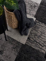 13' Gray and Black Geometric Power Loom Distressed Runner Rug - Homeroots - Flyclothing LLC