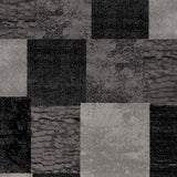 8' Gray and Black Geometric Power Loom Distressed Runner Rug - Homeroots