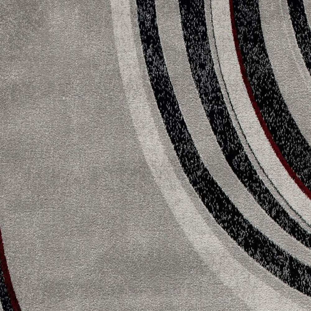 10' Gray and Black Abstract Power Loom Distressed Runner Rug - Homeroots - Flyclothing LLC