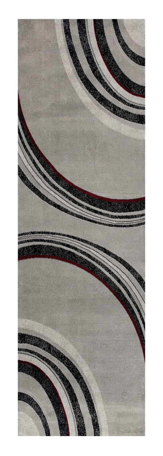 10' Gray and Black Abstract Power Loom Distressed Runner Rug - Homeroots - Flyclothing LLC