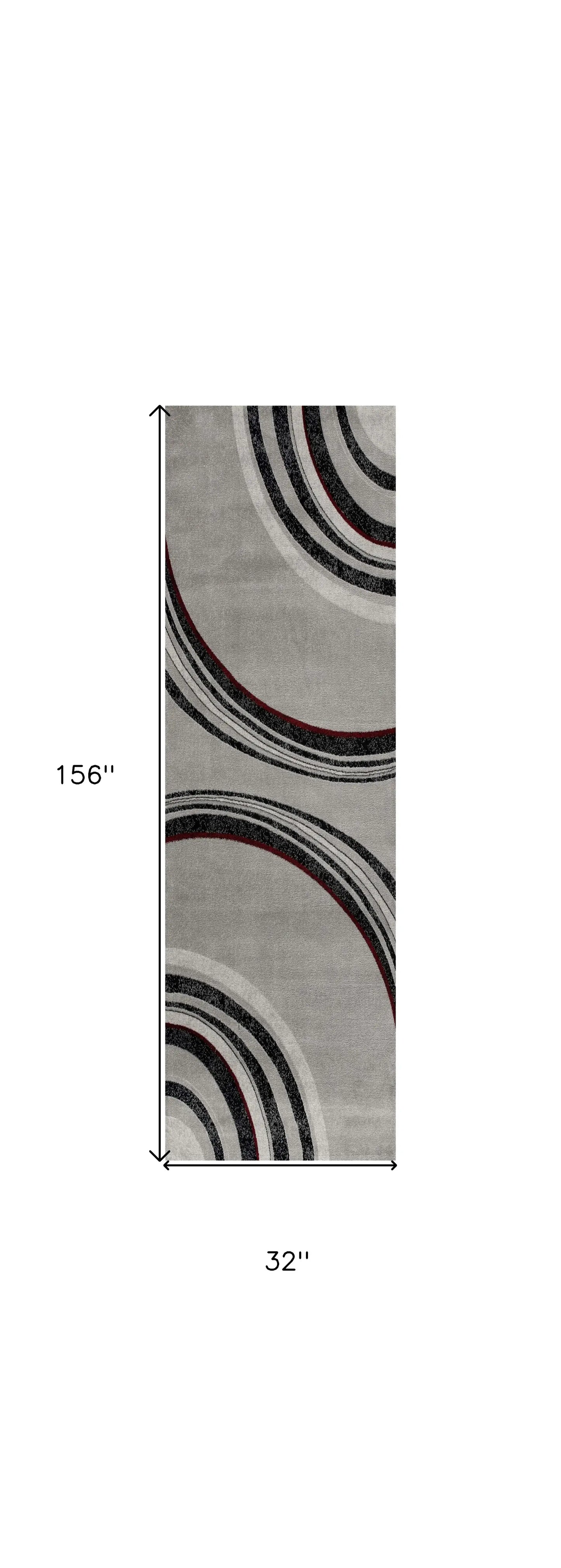13' Gray and Black Abstract Power Loom Distressed Runner Rug - Homeroots - Flyclothing LLC