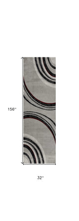 13' Gray and Black Abstract Power Loom Distressed Runner Rug - Homeroots - Flyclothing LLC