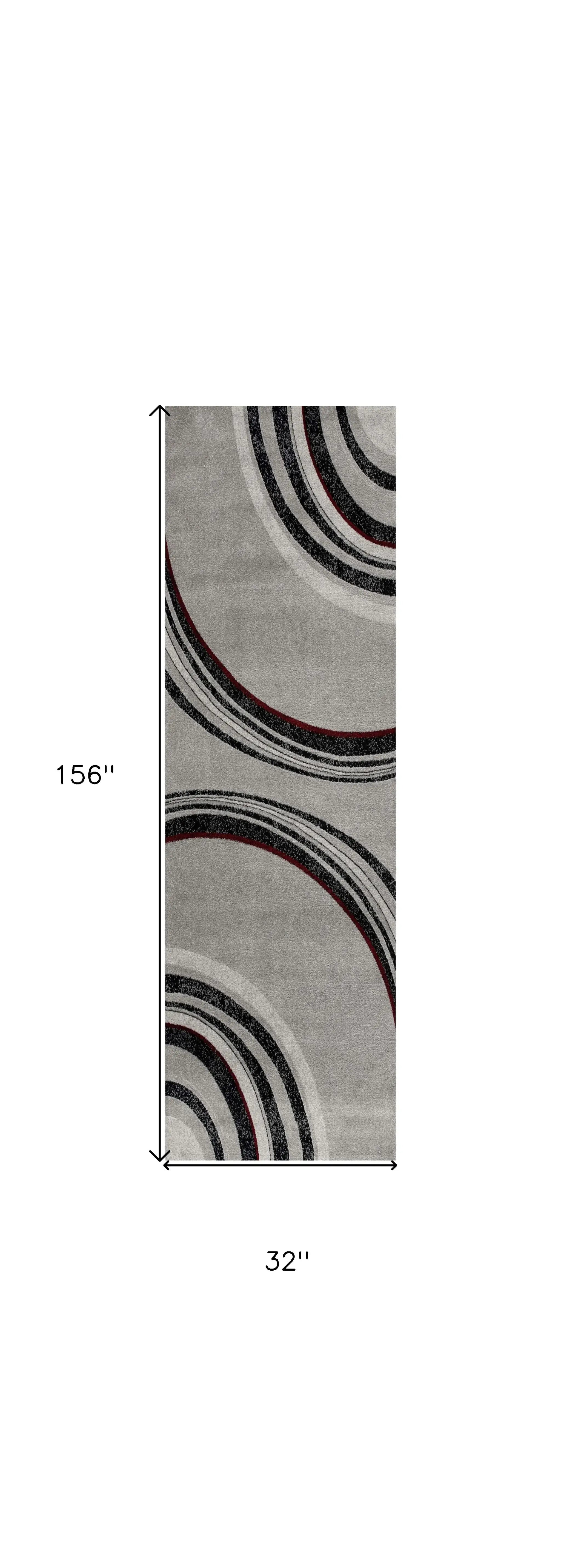 13' Gray and Black Abstract Power Loom Distressed Runner Rug - Homeroots - Flyclothing LLC
