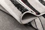 13' Gray and Black Abstract Power Loom Distressed Runner Rug - Homeroots