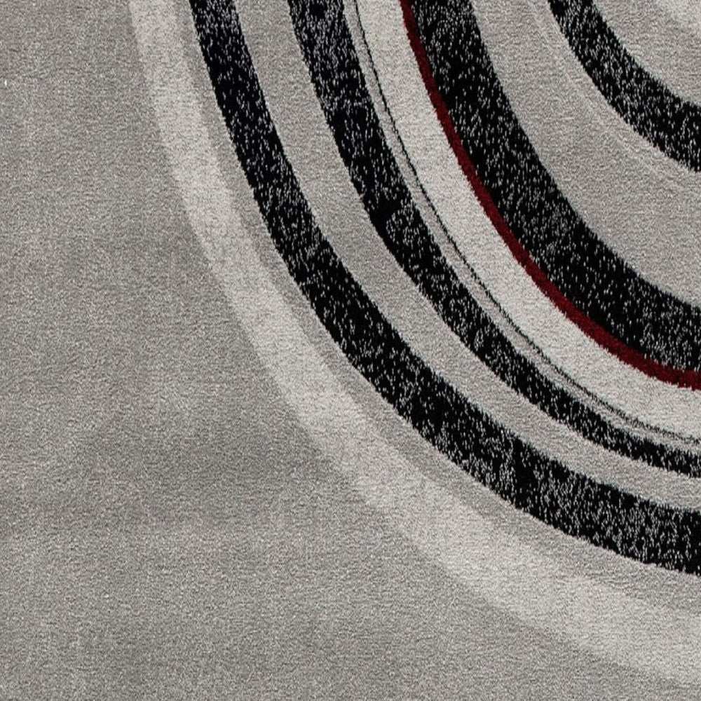 13' Gray and Black Abstract Power Loom Distressed Runner Rug - Homeroots - Flyclothing LLC
