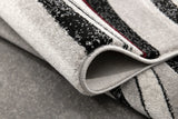 8' Gray and Black Abstract Power Loom Distressed Runner Rug - Homeroots - Flyclothing LLC