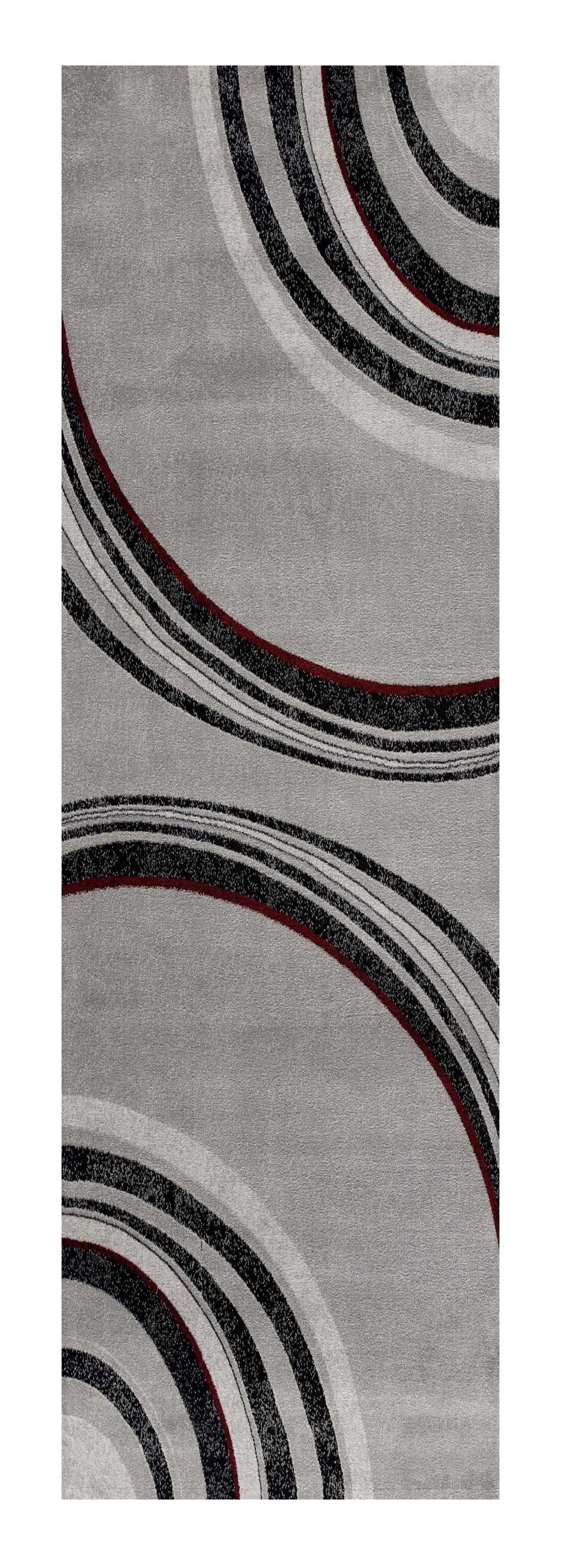 8' Gray and Black Abstract Power Loom Distressed Runner Rug - Homeroots - Flyclothing LLC