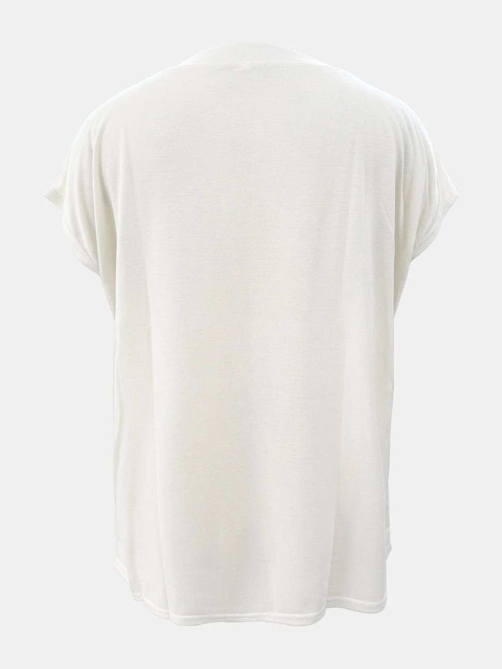 Full Size Round Neck Cap Sleeve T-Shirt - Trendsi - Flyclothing LLC