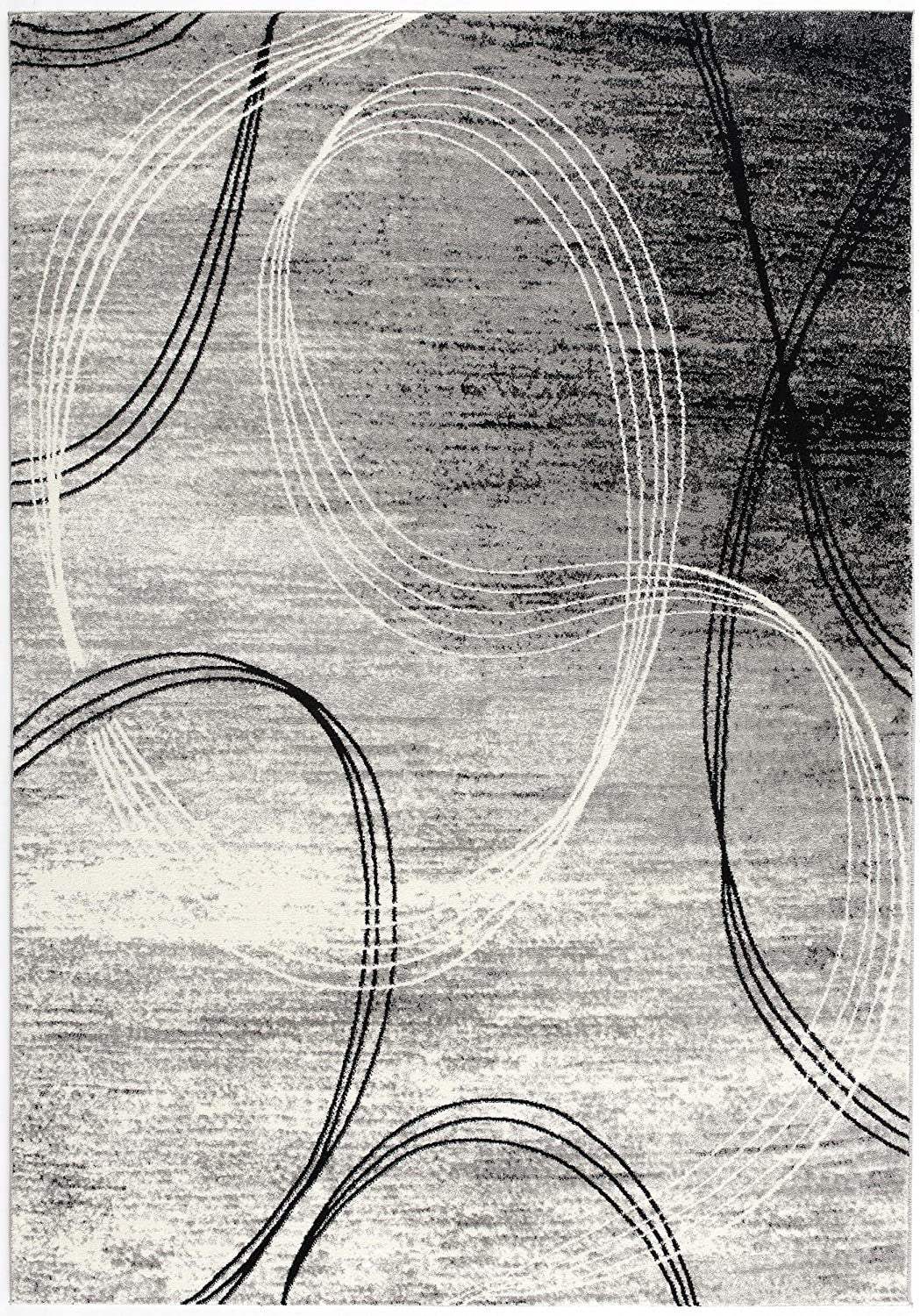 3' X 15' Grey Abstract Power Loom Stain Resistant Area Rug - Homeroots - Flyclothing LLC
