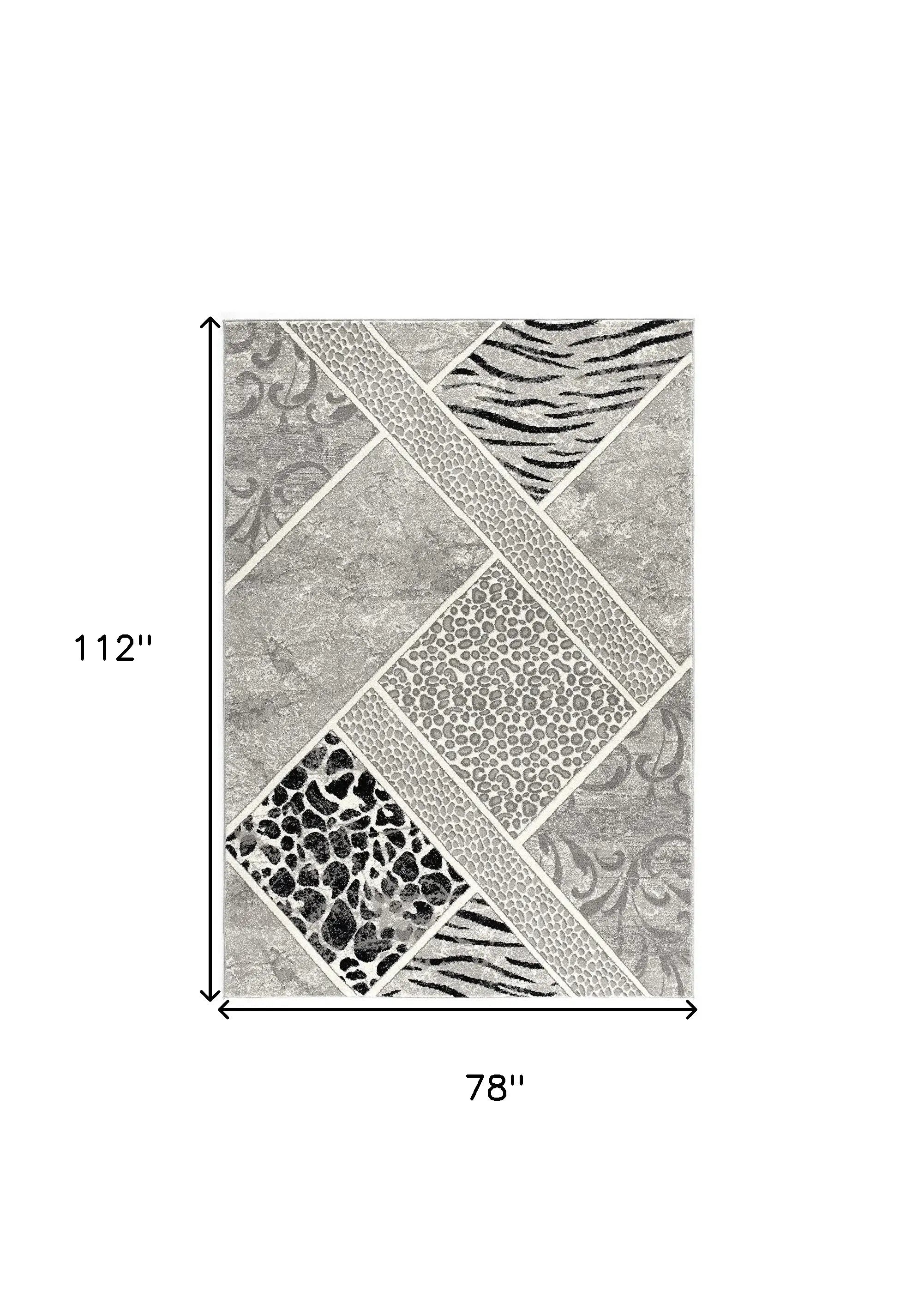 7' X 9' Grey Geometric Power Loom Stain Resistant Area Rug - Homeroots - Flyclothing LLC