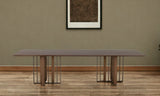 118" Brown And Brass Stainless Steel Double Pedestal Base Dining Table