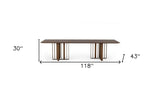 118" Brown And Brass Stainless Steel Double Pedestal Base Dining Table - Homeroots - Flyclothing LLC