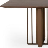 118" Brown And Brass Stainless Steel Double Pedestal Base Dining Table - Homeroots - Flyclothing LLC