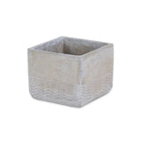 6" Light Gray Geometric Cement Indoor Outdoor Rectangular Pot Planter