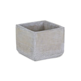 6" Light Gray Geometric Cement Indoor Outdoor Rectangular Pot Planter