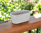 9" Gray Speckle Glaze Cement Indoor Outdoor Oval Pot Planter - Homeroots