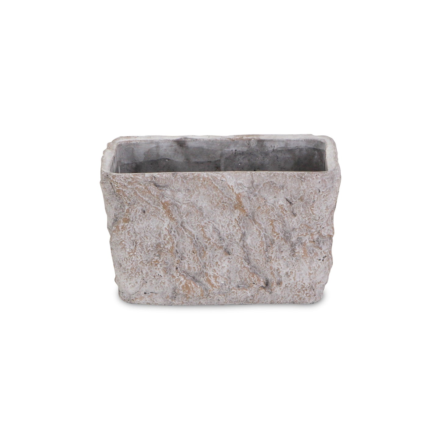 9" Gray Speckle Glaze Cement Indoor Outdoor Rectangular Pot Planter - Homeroots - Flyclothing LLC