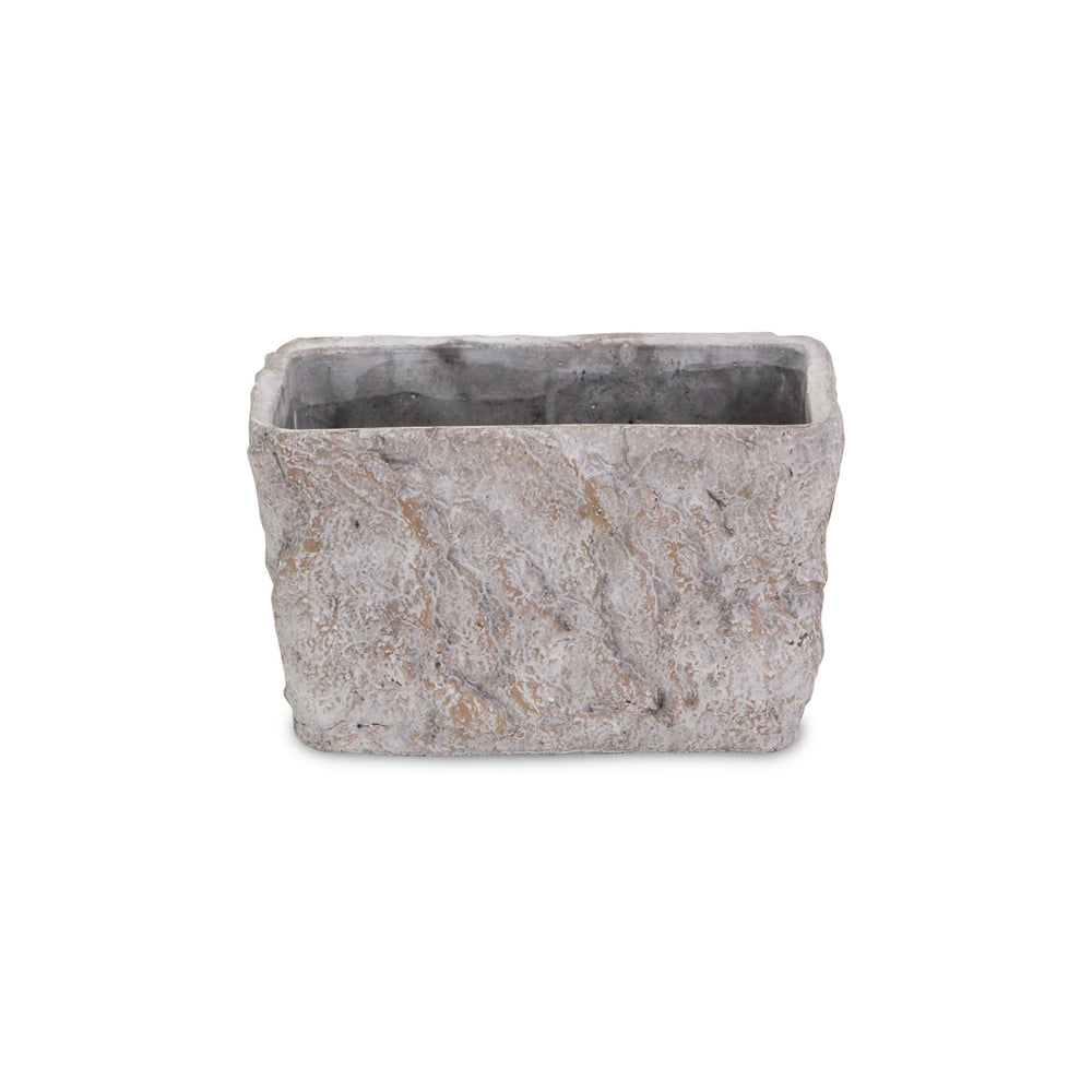 9" Gray Speckle Glaze Cement Indoor Outdoor Rectangular Pot Planter - Homeroots - Flyclothing LLC
