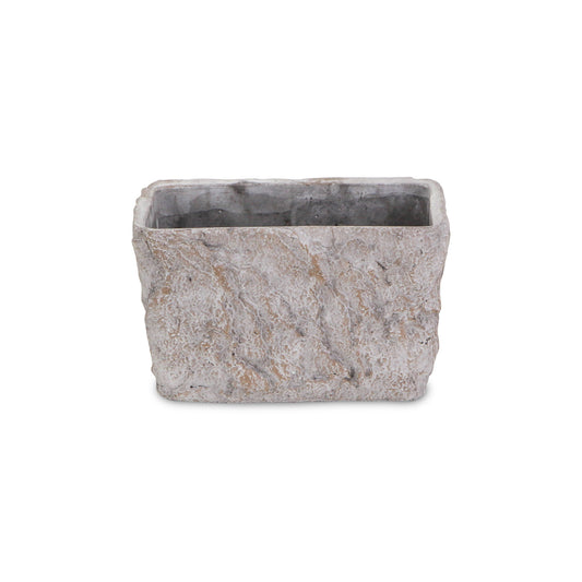 9" Gray Speckle Glaze Cement Indoor Outdoor Rectangular Pot Planter
