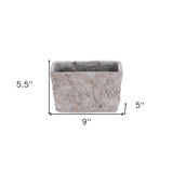 9" Gray Speckle Glaze Cement Indoor Outdoor Rectangular Pot Planter - Homeroots - Flyclothing LLC