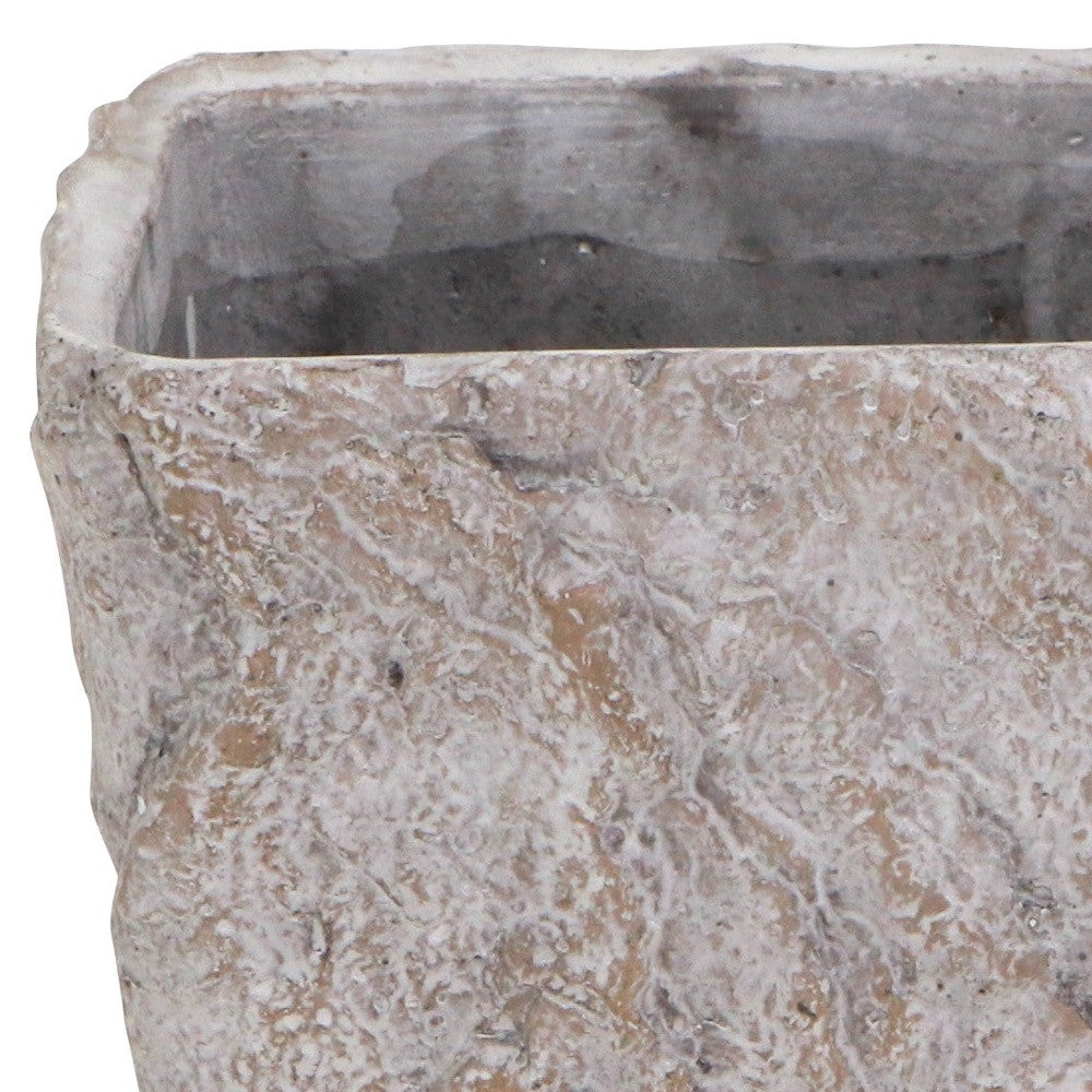9" Gray Speckle Glaze Cement Indoor Outdoor Rectangular Pot Planter - Homeroots - Flyclothing LLC