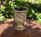 7" Antiqued Brass Textural Tone On Tone Cement Indoor Outdoor Round Urn Planter - Homeroots