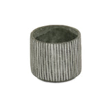 7" Gray Geo Striped Cement Indoor Outdoor Round Pot Planter