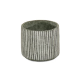 7" Gray Geo Striped Cement Indoor Outdoor Round Pot Planter