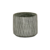 7" Gray Geo Striped Cement Indoor Outdoor Round Pot Planter - Homeroots