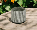 7" Gray Geo Striped Cement Indoor Outdoor Round Pot Planter - Homeroots