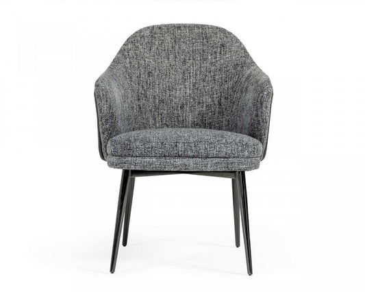 Gray And Black Upholstered Fabric and Faux Leather Wing Back Dining Arm Chair - Homeroots - Flyclothing LLC