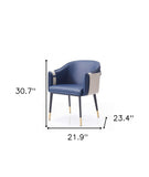 Blue and Beige And Black Upholstered Faux Leather Dining Arm Chair - Homeroots - Flyclothing LLC