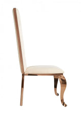 Set of Two Tufted Beige And Rose Gold Upholstered Velvet Dining Side Chairs - Homeroots - Flyclothing LLC