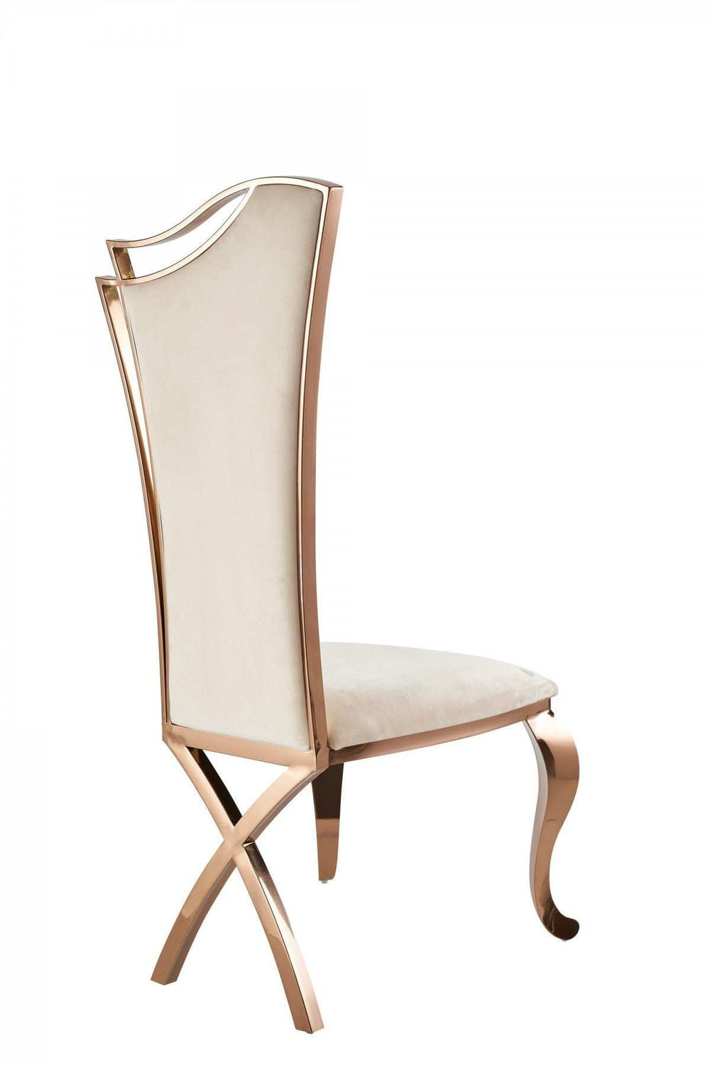 Set of Two Tufted Beige And Rose Gold Upholstered Velvet Dining Side Chairs - Homeroots - Flyclothing LLC