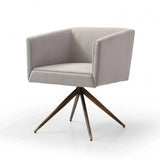 Light Gray And Brass Upholstered Fabric Dining Arm Chair - Homeroots - Flyclothing LLC
