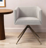 Light Gray And Brass Upholstered Fabric Dining Arm Chair - Homeroots - Flyclothing LLC