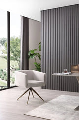 Light Gray And Brass Upholstered Fabric Dining Arm Chair - Homeroots - Flyclothing LLC