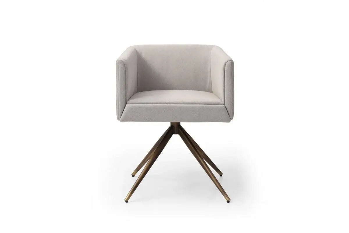Light Gray And Brass Upholstered Fabric Dining Arm Chair - Homeroots - Flyclothing LLC