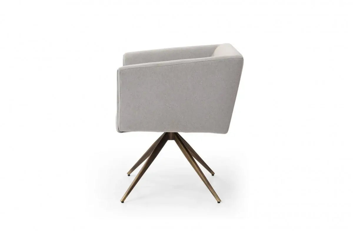 Light Gray And Brass Upholstered Fabric Dining Arm Chair - Homeroots - Flyclothing LLC
