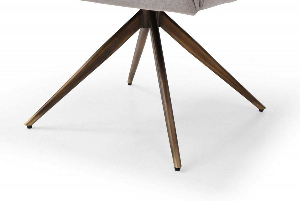 Light Gray And Brass Upholstered Fabric Dining Arm Chair - Homeroots - Flyclothing LLC