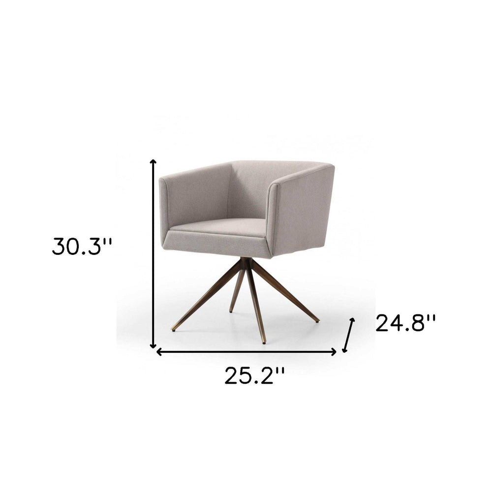 Light Gray And Brass Upholstered Fabric Dining Arm Chair - Homeroots - Flyclothing LLC