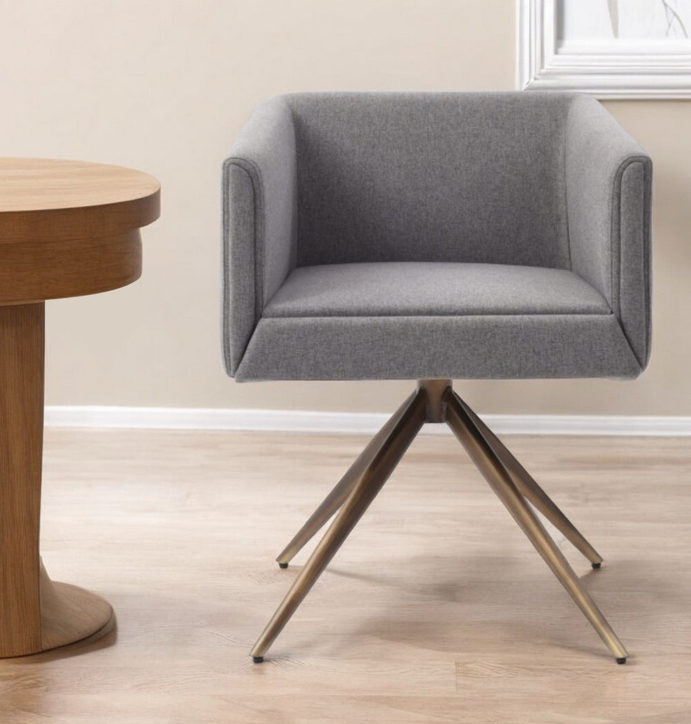 Dark Gray And Brass Upholstered Fabric Dining Arm Chair - Homeroots